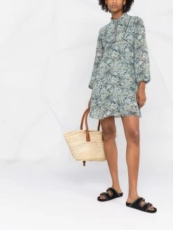 Maje bouquet-print long-sleeve dress