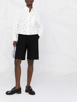 Maje perforated-detail cotton shirt