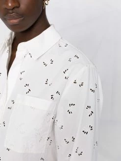 Maje perforated-detail cotton shirt