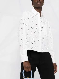 Maje perforated-detail cotton shirt