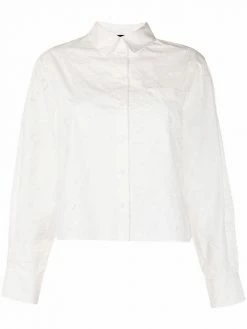 Maje perforated-detail cotton shirt