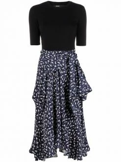 Maje wrap-skirt layered dress