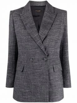 Maje double-breasted check fitted blazer