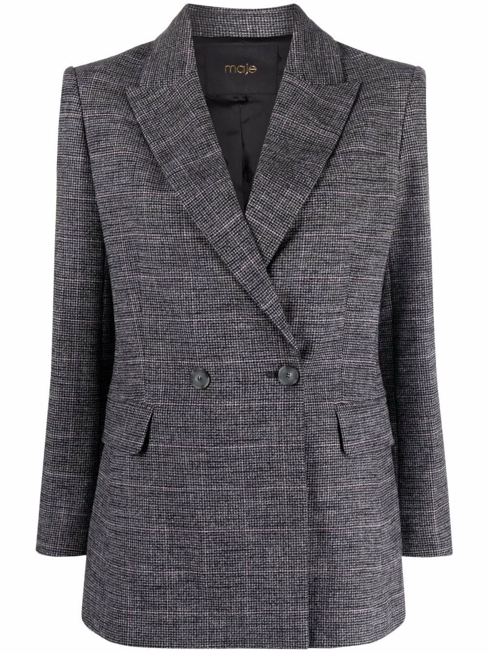 Maje Double breasted check fitted blazer blazers of women 3 Maje double-breasted check fitted blazer