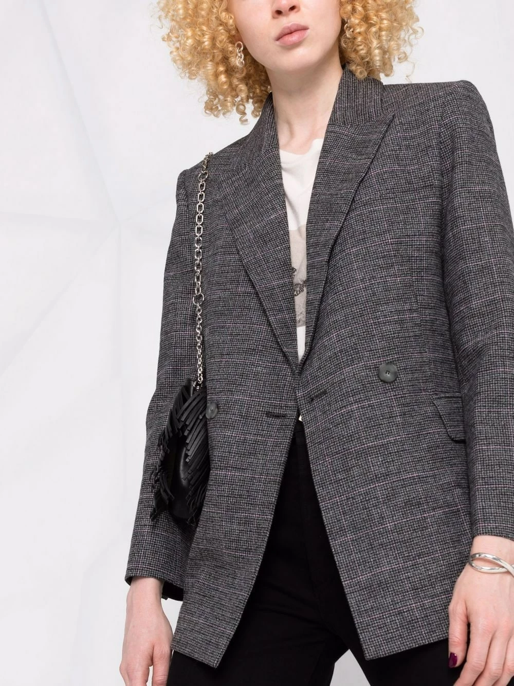 Maje Double breasted check fitted blazer blazers of women 5 Maje double-breasted check fitted blazer