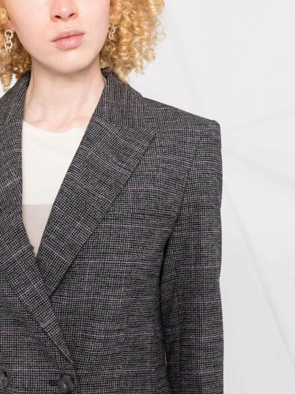 Maje Double breasted check fitted blazer blazers of women 7 Maje double-breasted check fitted blazer