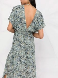 Maje elasticated-waist midi dress