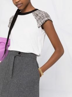 Maje panelled tweed T-shirt