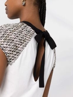 Maje panelled tweed T-shirt