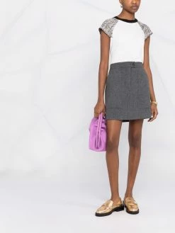 Maje panelled tweed T-shirt