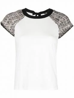 Maje panelled tweed T-shirt
