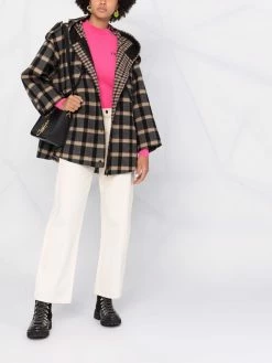 Maje hooded checked coat