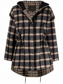 Maje hooded checked coat