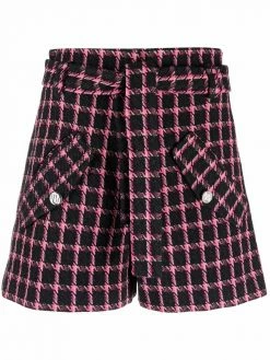 Maje check high-rise shorts