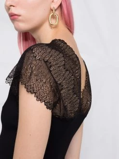 Maje lace-panelled V-neck top