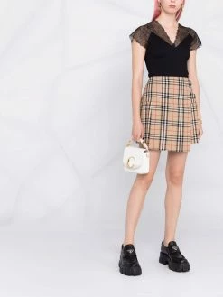 Maje lace-panelled V-neck top