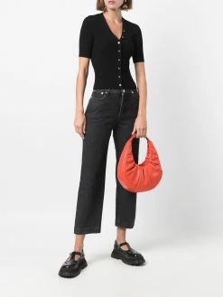 Maje short-sleeved ribbed-knit cardigan