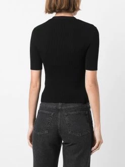 Maje short-sleeved ribbed-knit cardigan