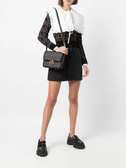 Maje logo-print leather shoulder bag