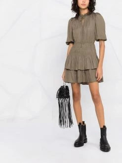 Maje gathered tie-neck dress