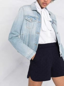 Maje high-waisted jacquard shorts