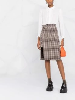 Maje high-waisted checked skirt