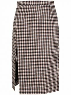 Maje high-waisted checked skirt