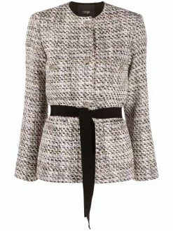 Maje tweed-effect collarless jacket