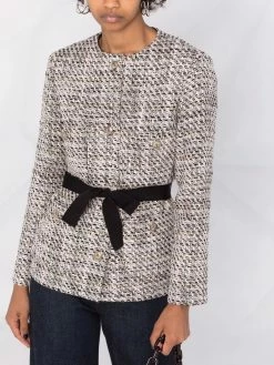 Maje tweed-effect collarless jacket