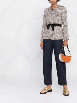 Maje tweed-effect collarless jacket