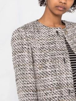 Maje tweed-effect collarless jacket