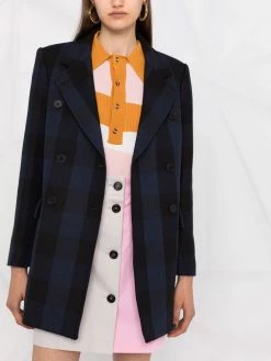 Maje check-print double-breasted coat