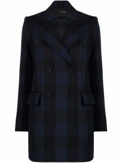 Maje check-print double-breasted coat