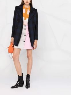 Maje check-print double-breasted coat