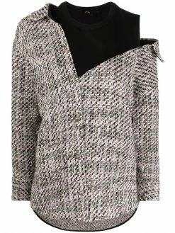 Maje bouclé panelled shirt