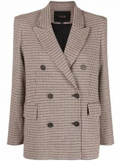 Maje herringbone double-breasted blazer jacket