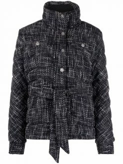 Maje tweed padded zip-up jacket