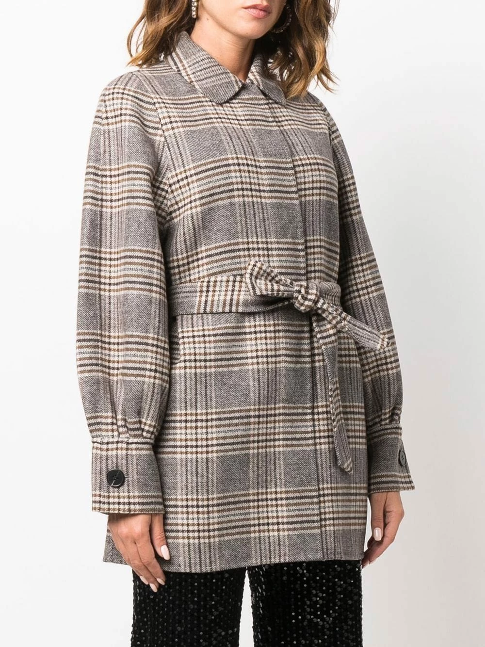 Maje Plaid check print coat single breasted coats of women 5 Maje plaid-check print coat