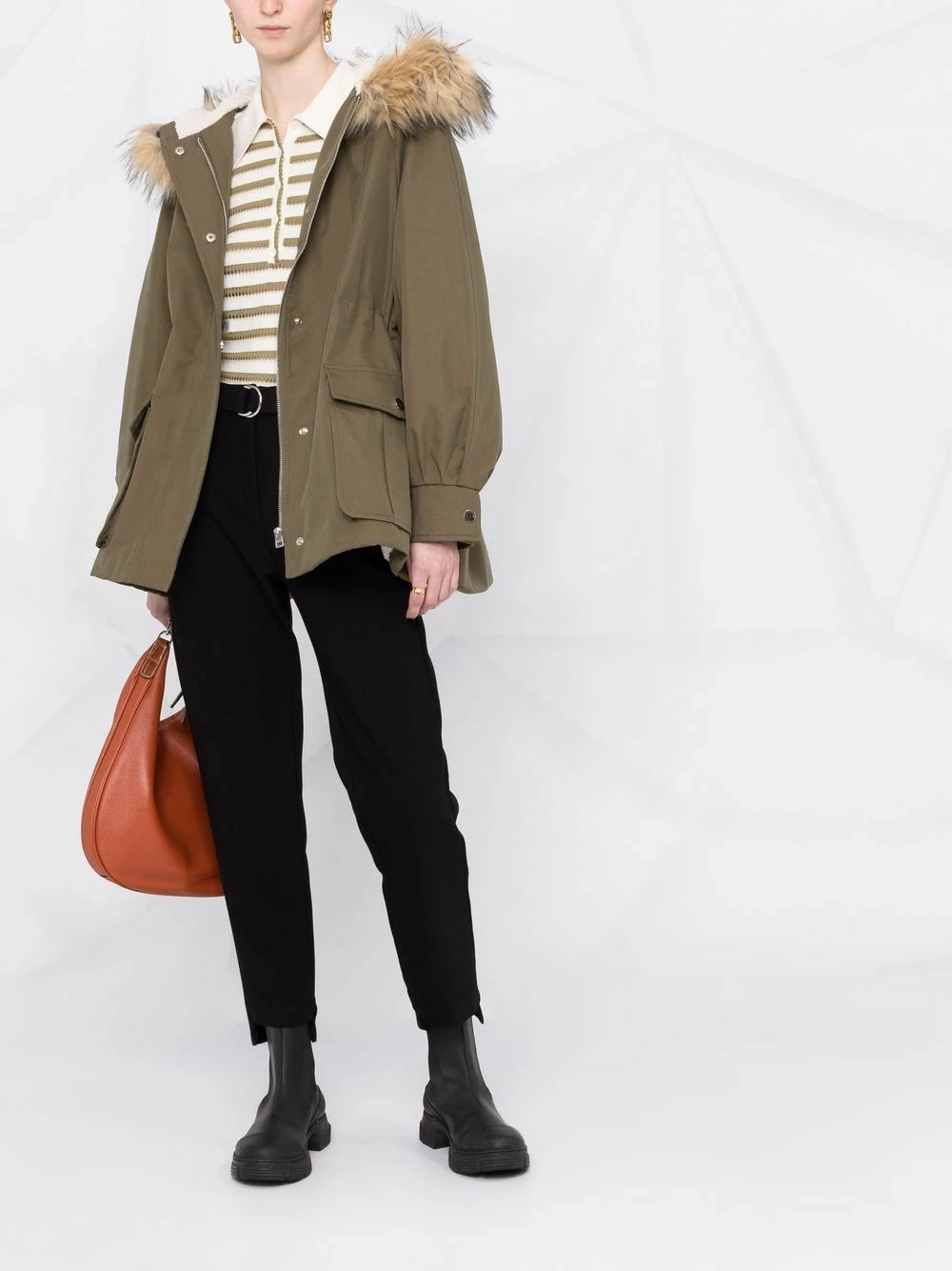 Maje Hooded fitted waist parka coat parkas of women 4 Maje hooded fitted-waist parka coat