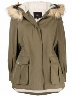 Maje hooded fitted-waist parka coat