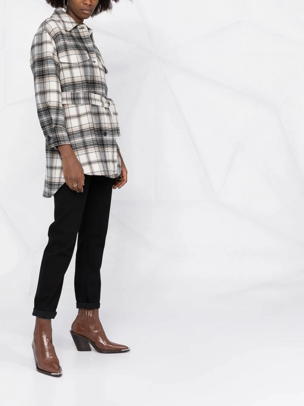 Maje Check print tie fastening coat oversized coats of women 8 Maje check-print tie-fastening coat