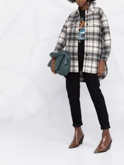 Maje check-print tie-fastening coat