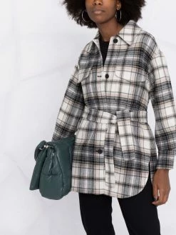 Maje Check print tie fastening coat oversized coats of women 12 Maje check-print tie-fastening coat