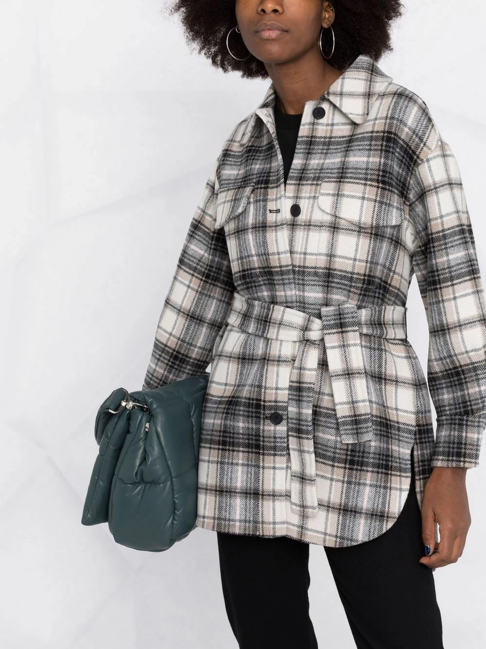 Maje Check print tie fastening coat oversized coats of women 7 Maje check-print tie-fastening coat