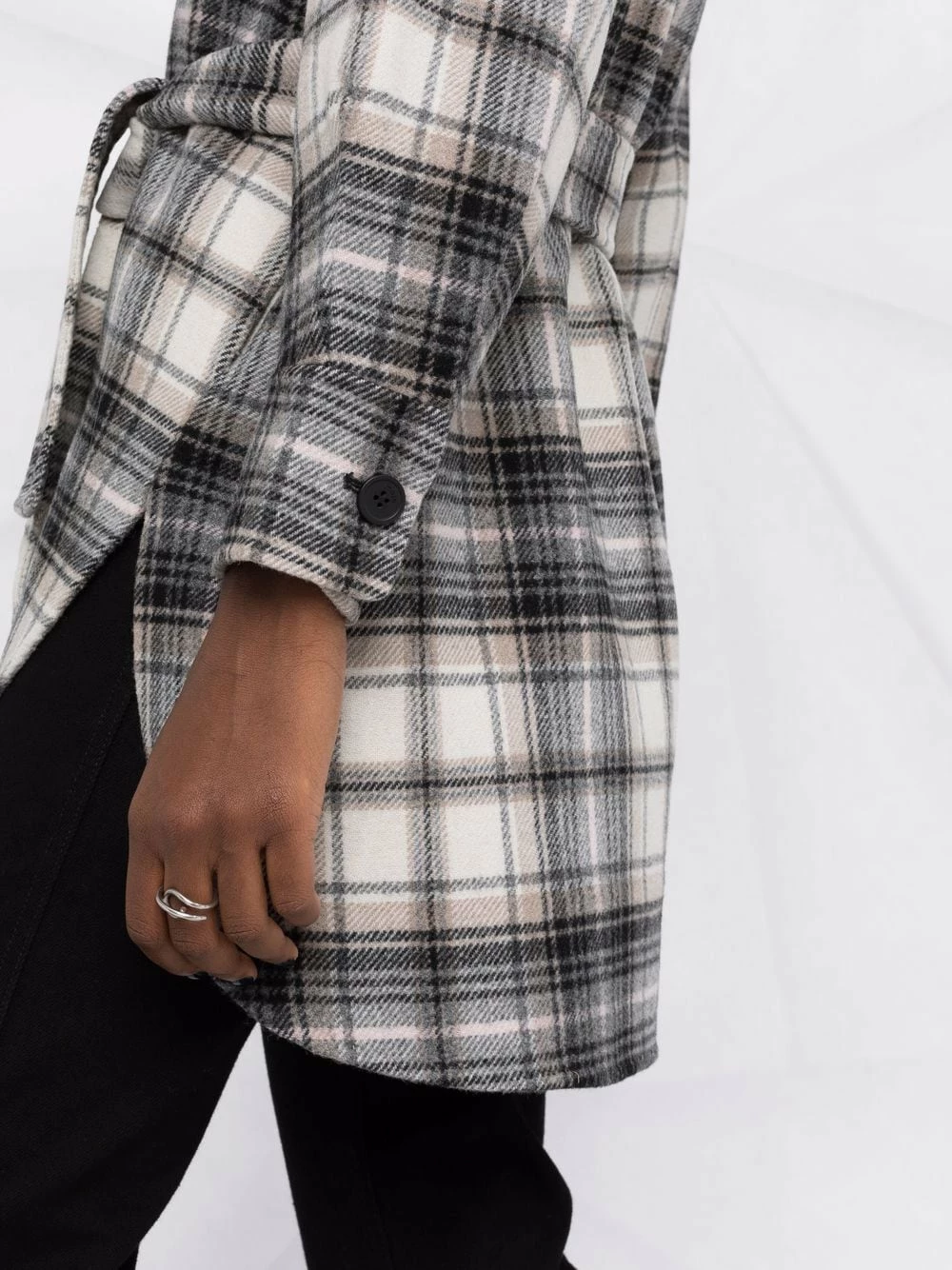 Maje Check print tie fastening coat oversized coats of women 5 Maje check-print tie-fastening coat