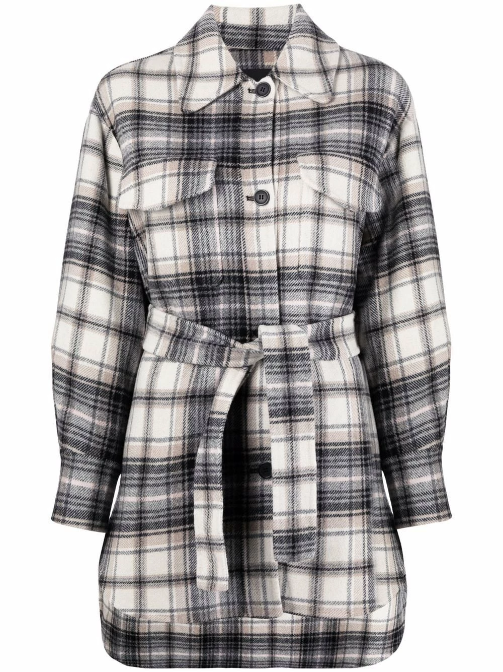 Maje Check print tie fastening coat oversized coats of women 3 Maje check-print tie-fastening coat