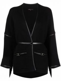 Maje fringed belted cardigan