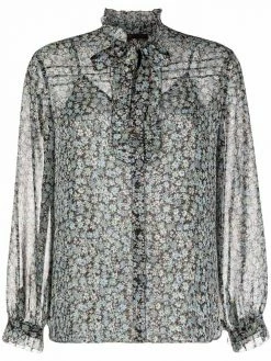 Maje floral-print semi-sheer shirt
