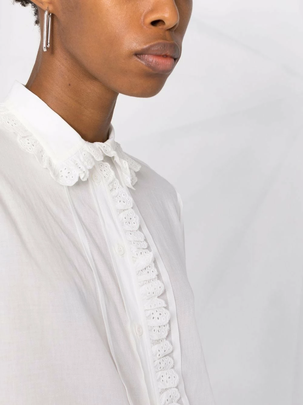 Maje Ruffle trim cotton shirt shirts of women 7 Maje ruffle-trim cotton shirt