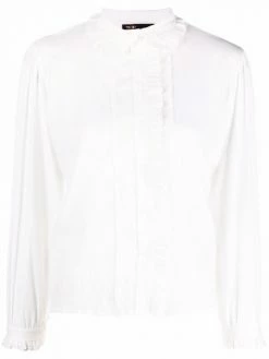 Maje ruffle-trim cotton shirt